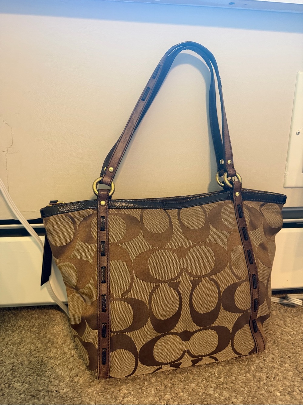 Vintage Coach Signature Canvas Zip Tote Y2K